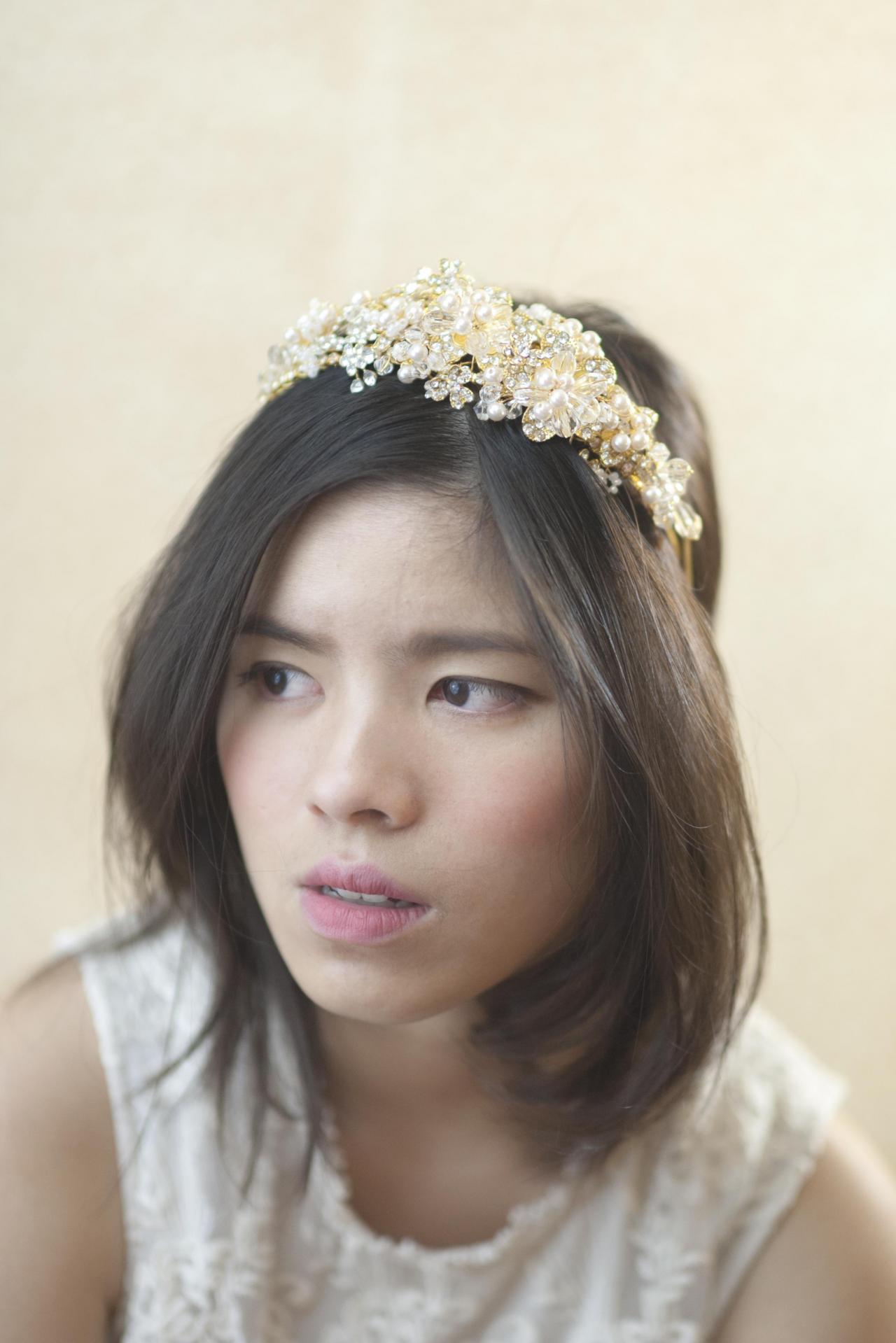 Fancy Wedding Headpiece - Bridal Headpiece - Bridal Hair Accessory - Gold Flower Crown